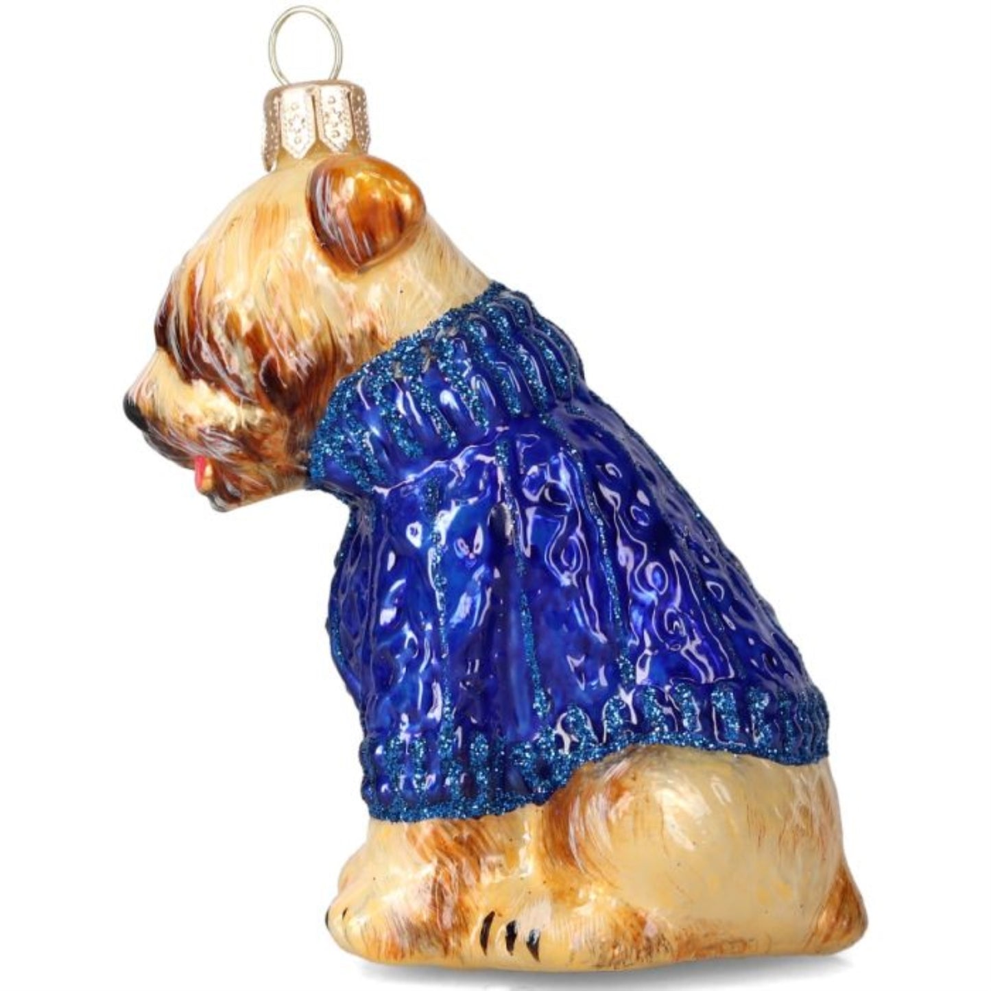 Joy to the World Soft Coated Wheaten in Reindeer Sweater Polish Glass Ornament