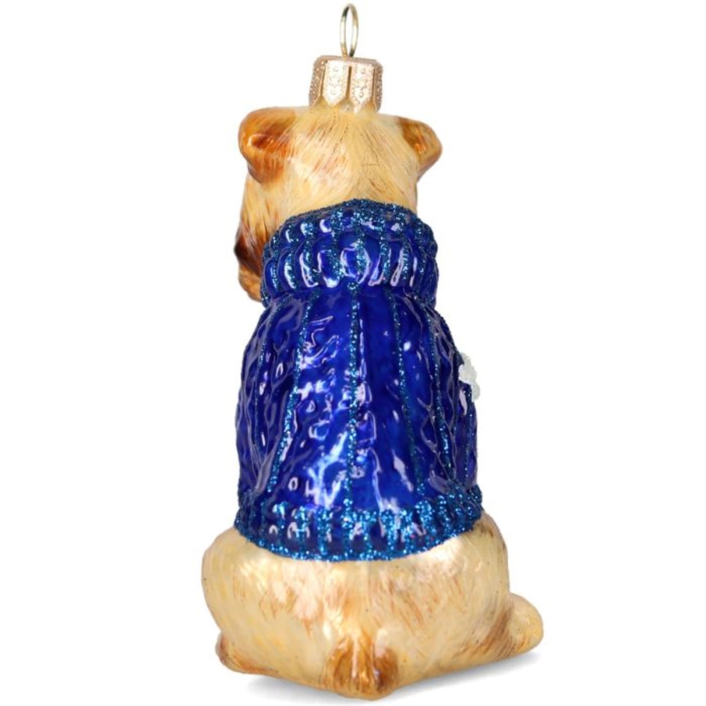 Joy to the World Soft Coated Wheaten in Reindeer Sweater Polish Glass Ornament
