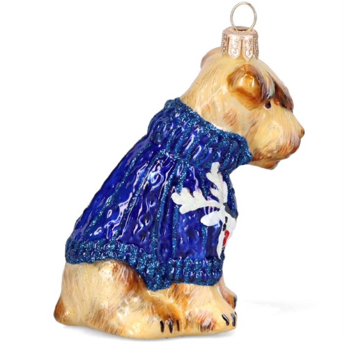 Joy to the World Soft Coated Wheaten in Reindeer Sweater Polish Glass Ornament