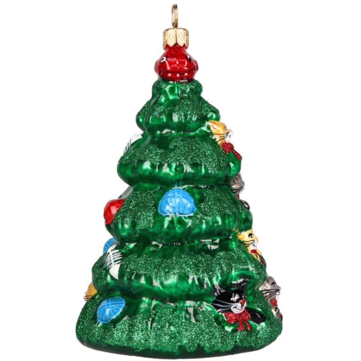 Joy to the World Oh Catmus 3D Christmas Tree Polish Glass Ornament