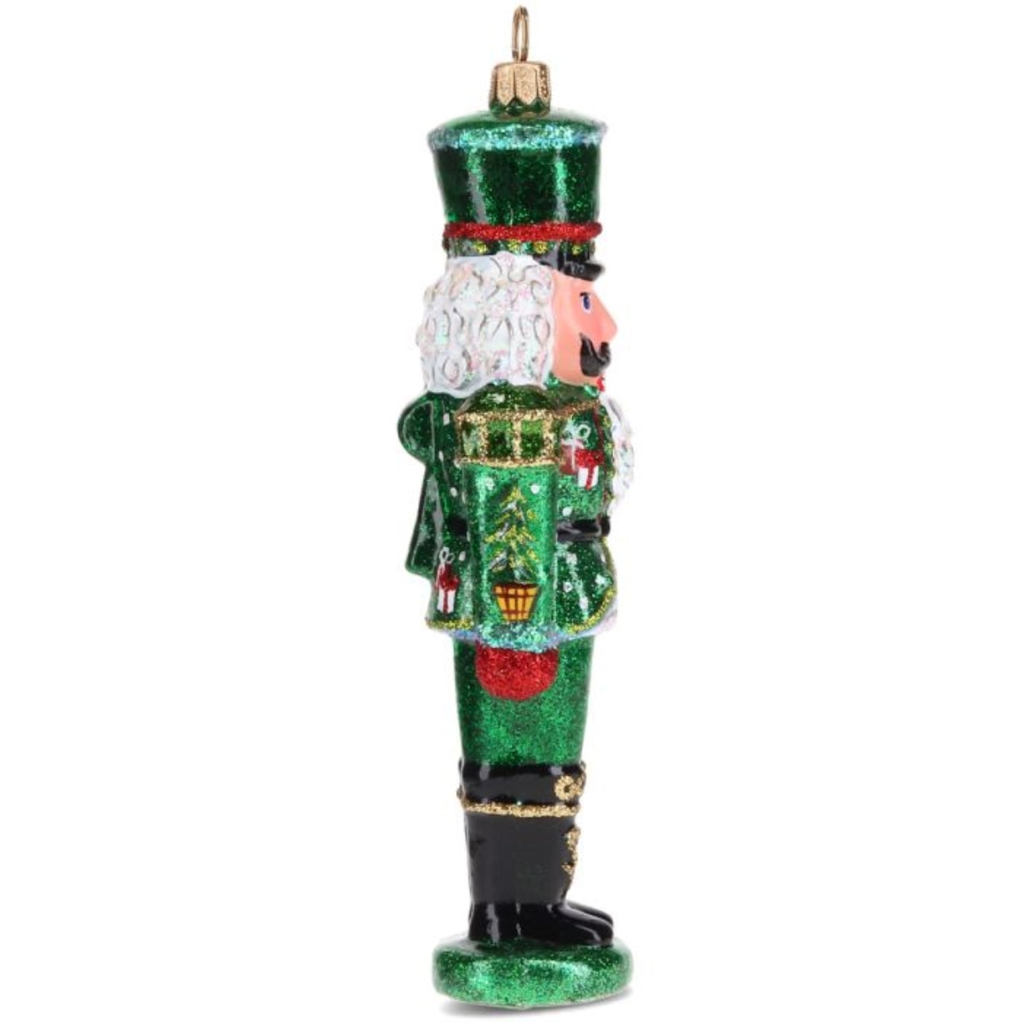 Joy to the World Glitterazzi Metallics Series Green Nutcracker Polish Glass Ornament 6 Inch