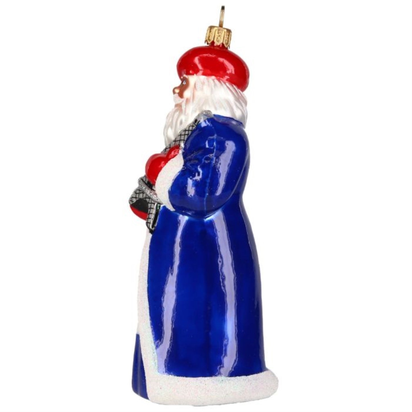 Joy to the World France Santa Claus with Eiffel Tower Polish Glass Ornament 6.4 Inch