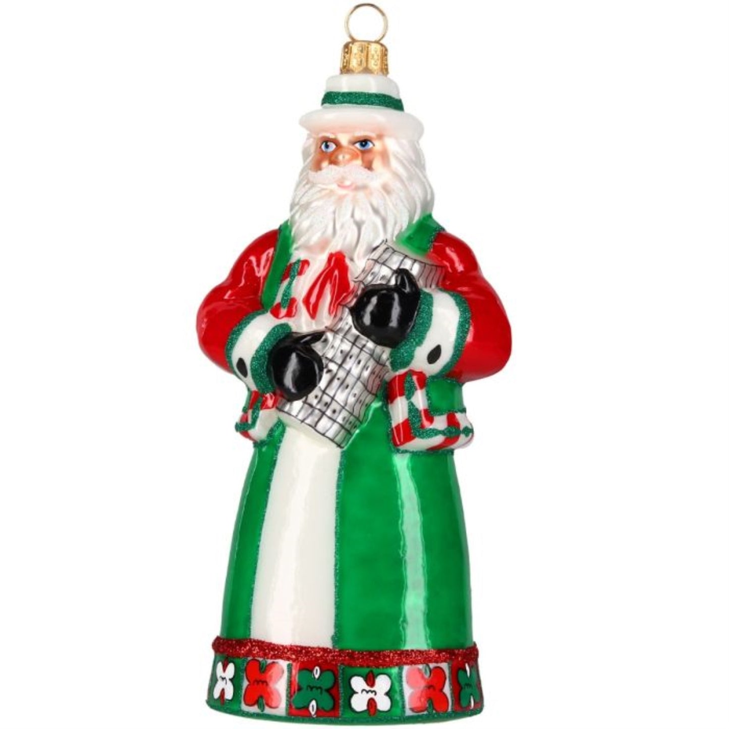 Joy to the World Italian Santa Claus with Tower of Pisa Polish Glass Ornament 6.4 Inch