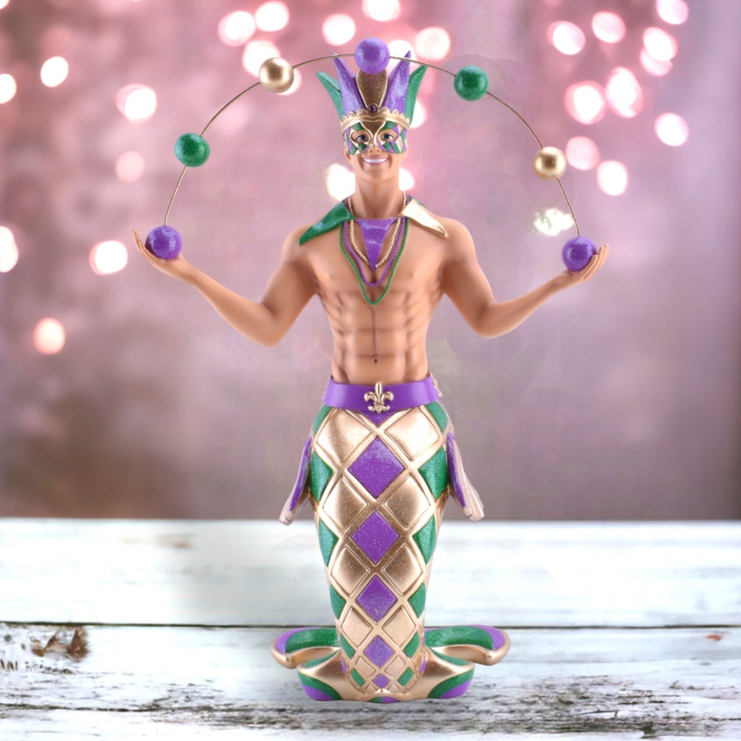 December Diamonds Big Easy Mardi Gras Jester Merman Large Display Statue 18.5 Inch