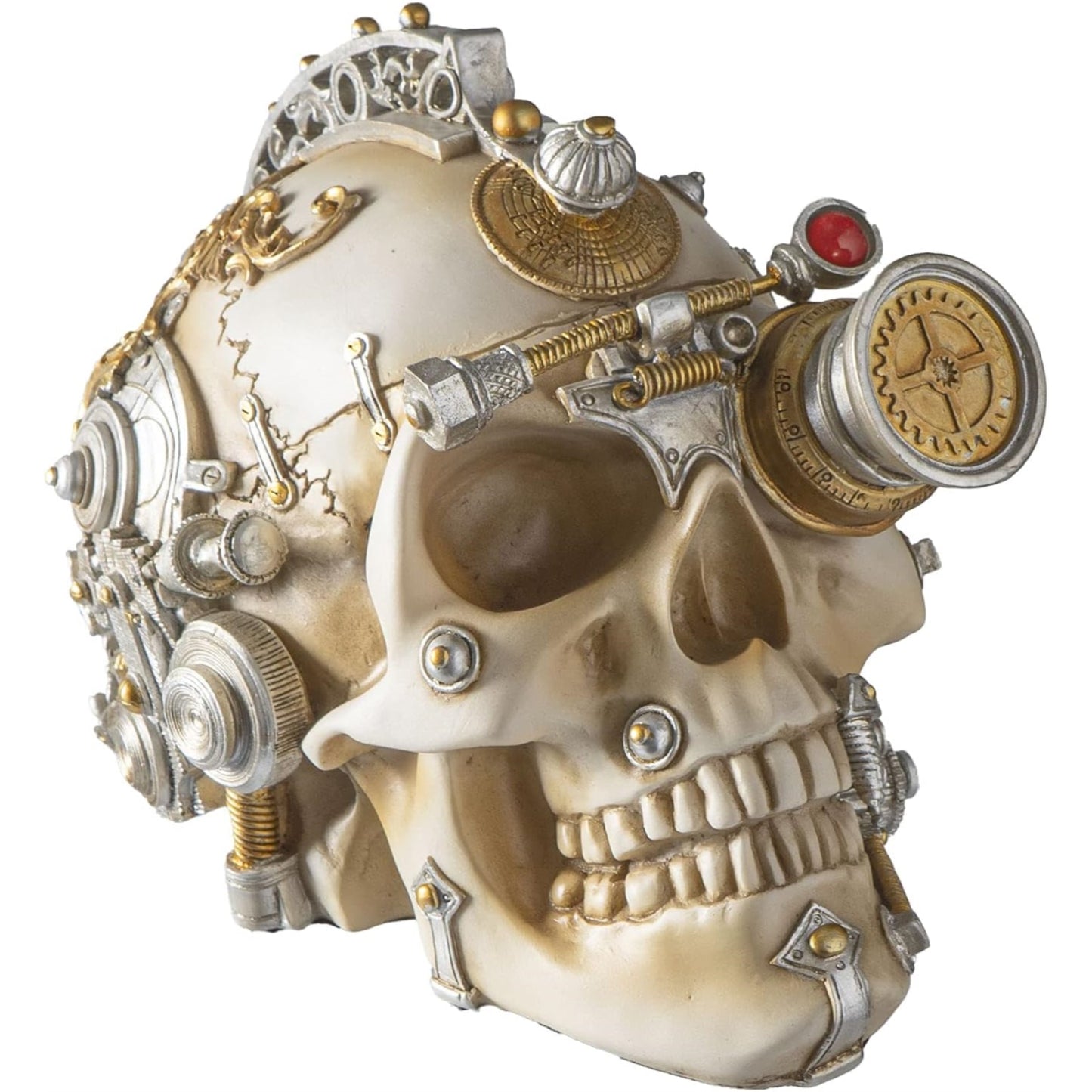 Erasmus Darwin's Steampunk Cerebrum Human Skull Figurine 8.9 x 6.1 inch