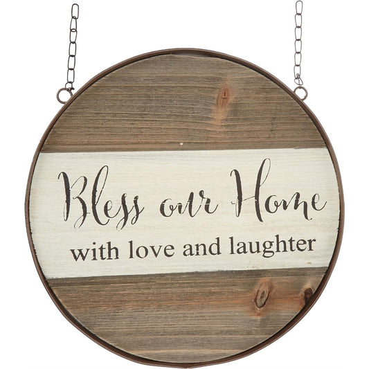 K&K Interiors Bless Our Home Circle Arrow Replacement Sign 13 x 13 inch - Arrow Sold Separately