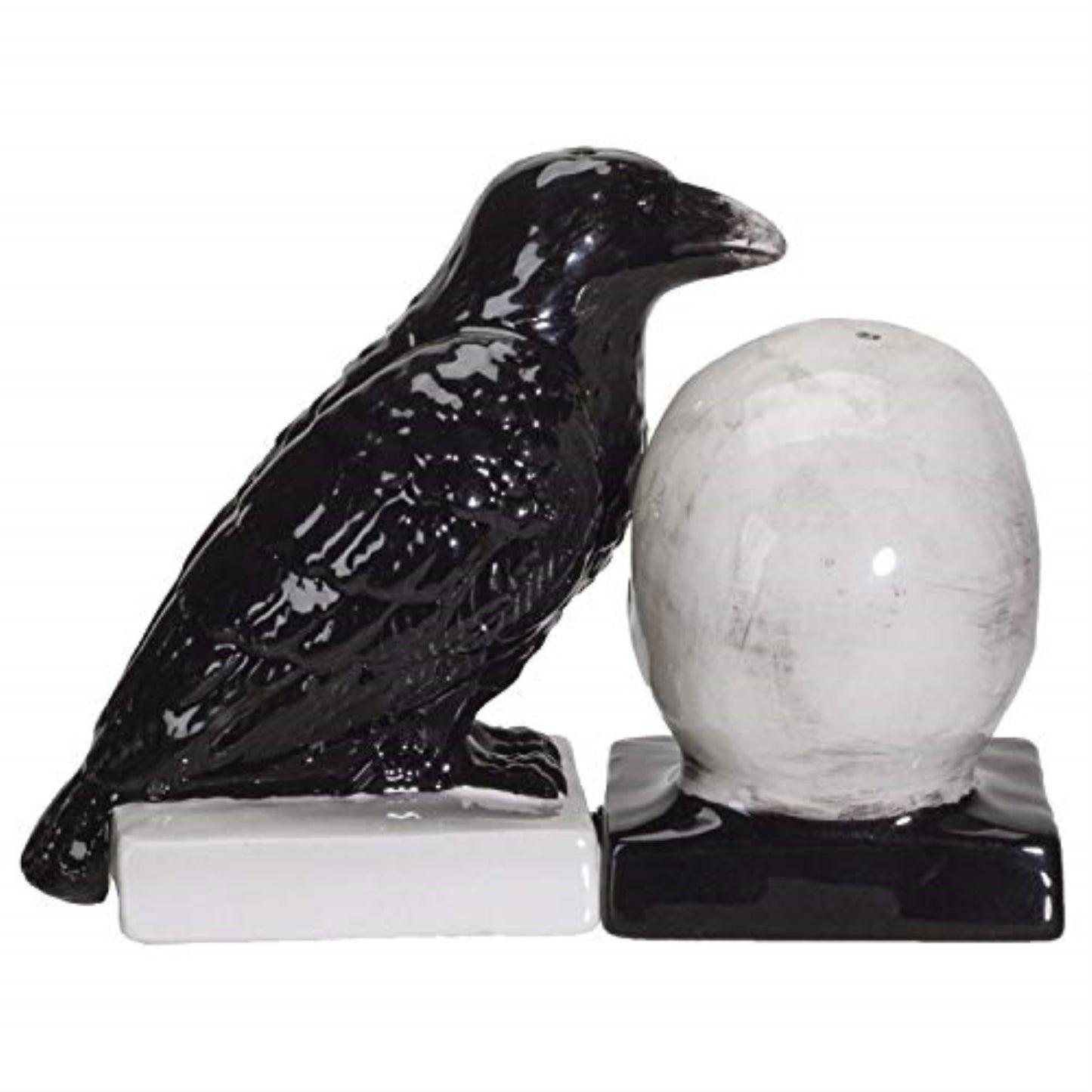 Quoth The Raven Halloween Ceramic Salt and Pepper Shakers Set