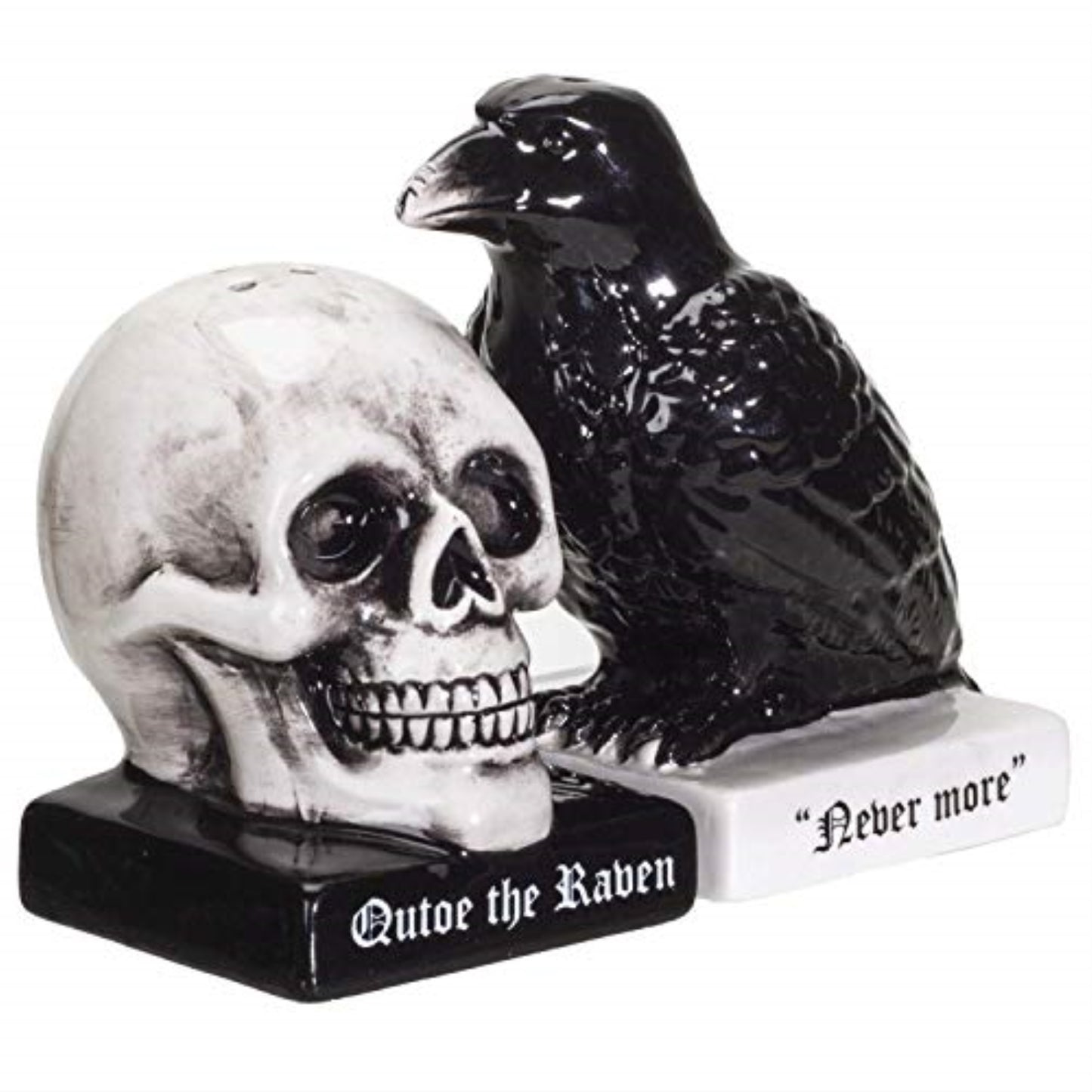 Quoth The Raven Halloween Ceramic Salt and Pepper Shakers Set