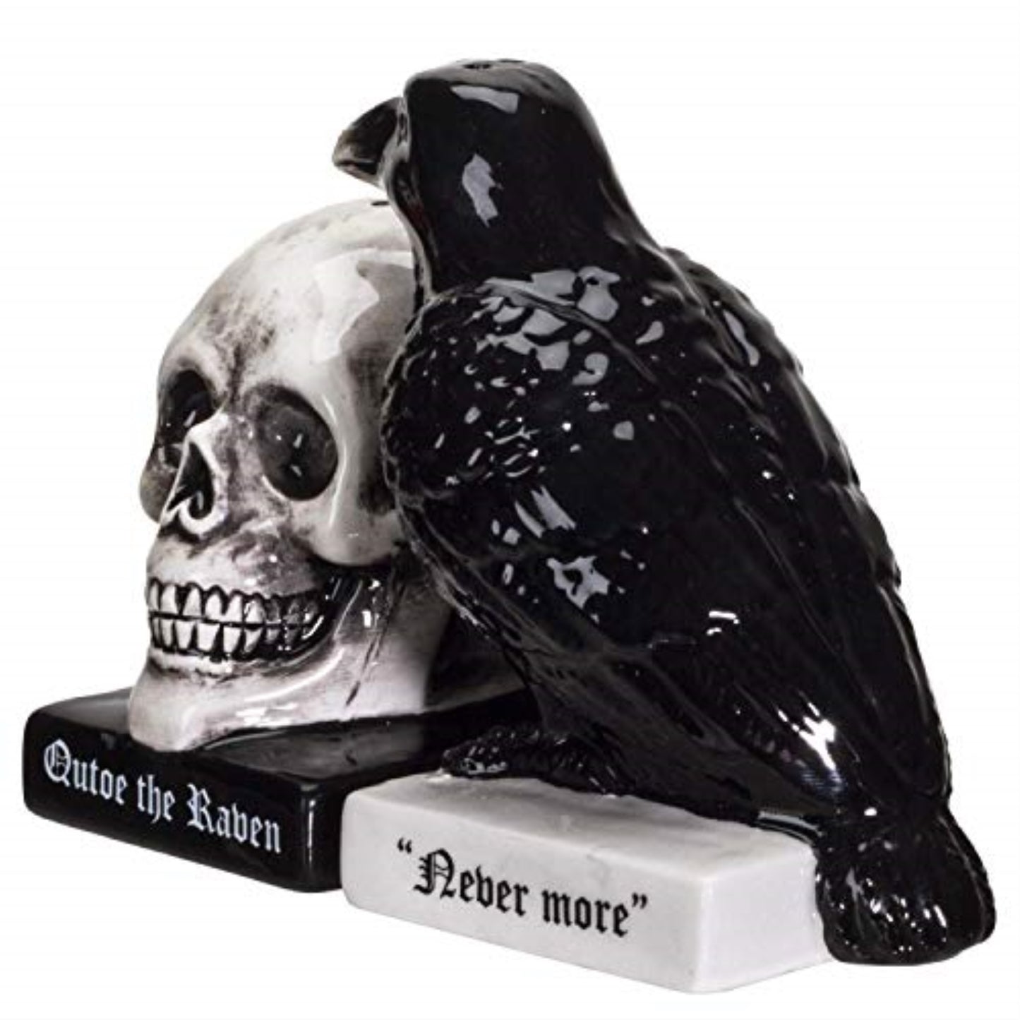 Quoth The Raven Halloween Ceramic Salt and Pepper Shakers Set