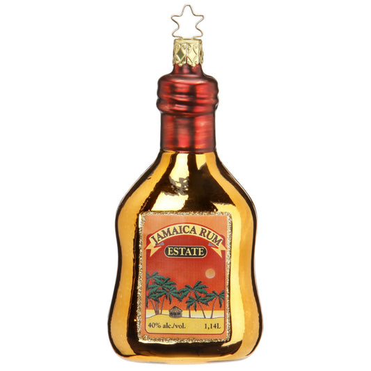 Inge Glas Bottle of Jamaican Rum Mouth Blown Glass German Christmas Ornament