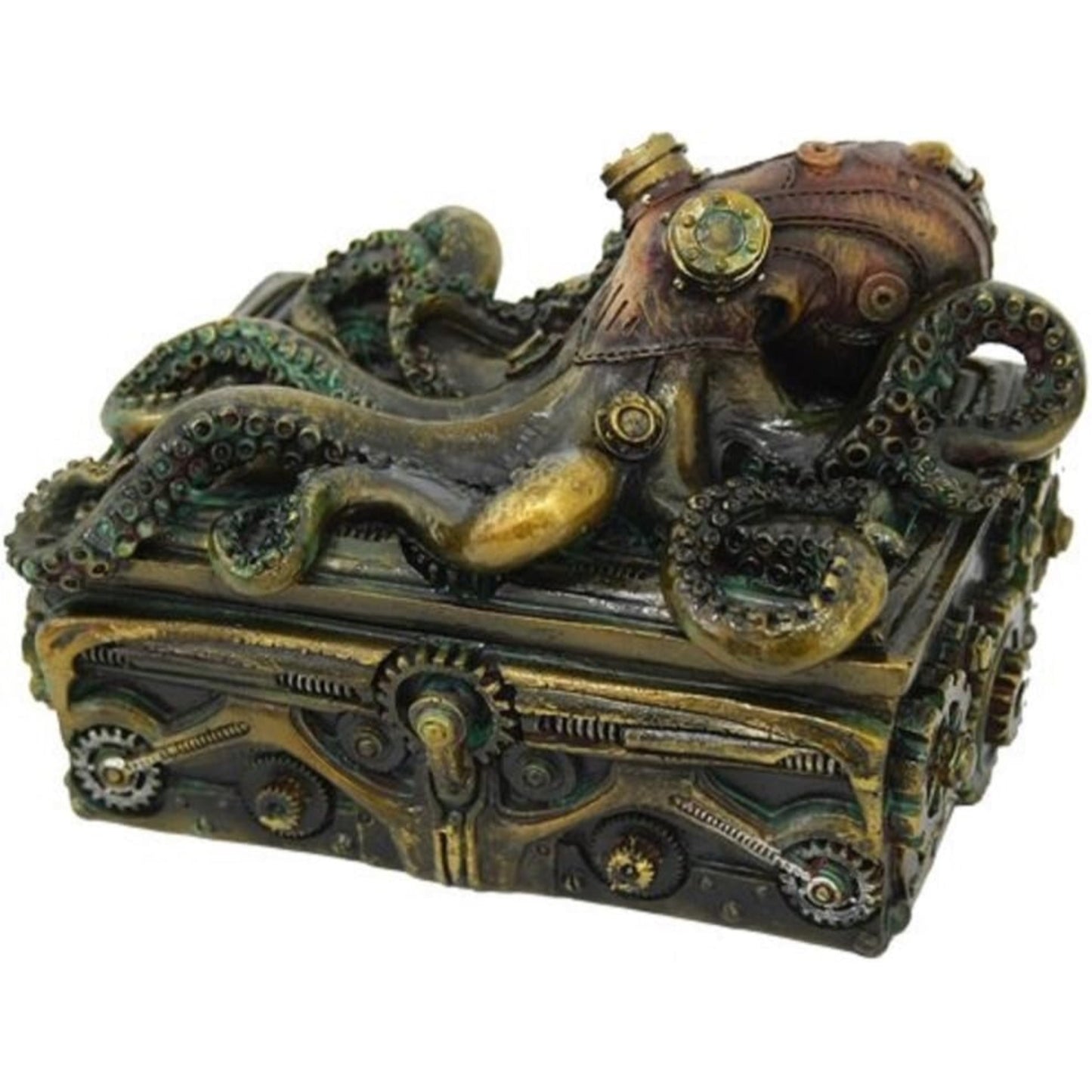 Steampunk Octopus Collectible Square Jewelry Trinket Keepsake Box Container 5.5 inch Long