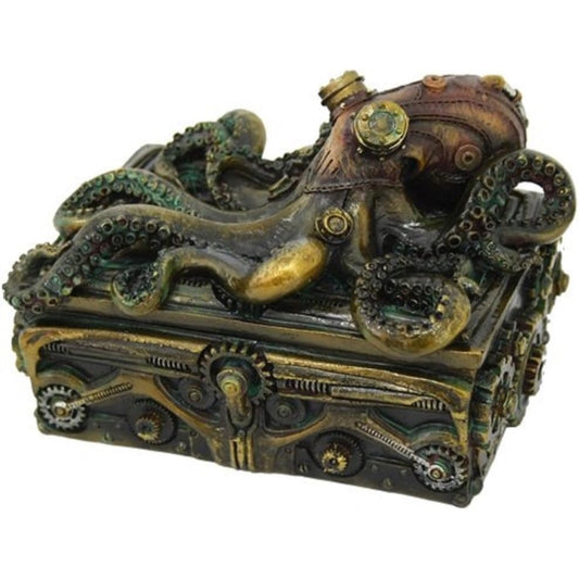 Steampunk Octopus Collectible Square Jewelry Trinket Keepsake Box Container 5.5 inch Long