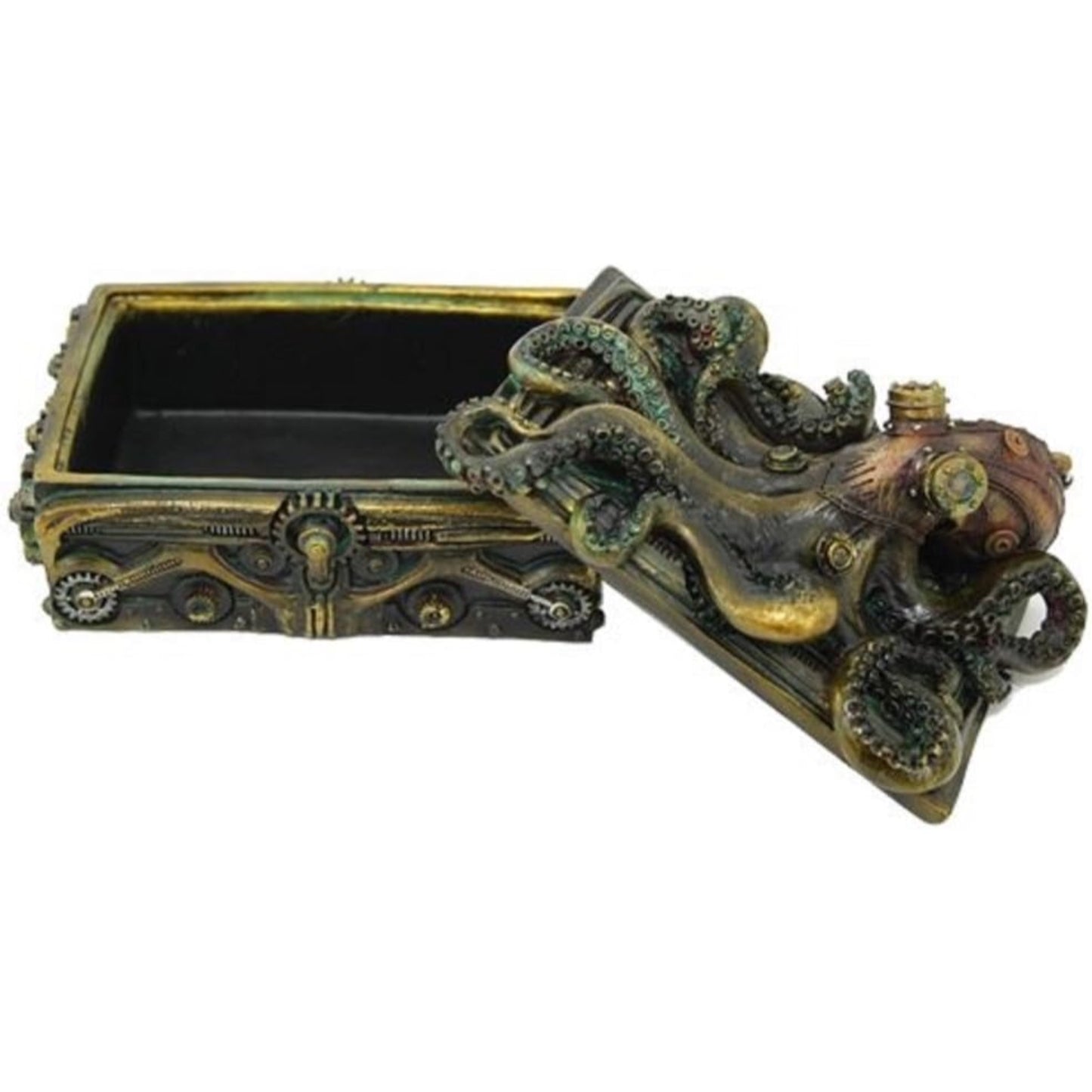 Steampunk Octopus Collectible Square Jewelry Trinket Keepsake Box Container 5.5 inch Long