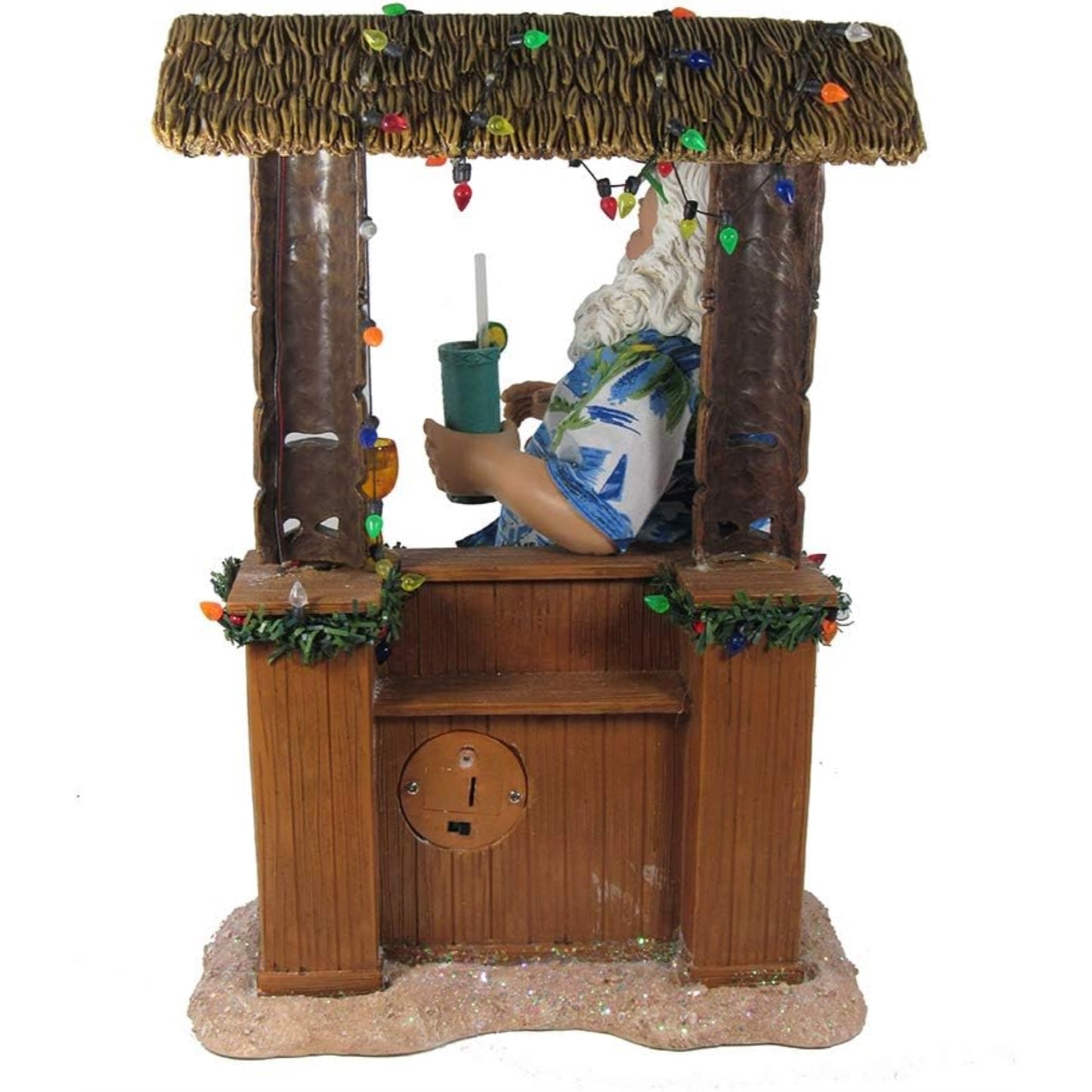 Kurt Adler 11-Inch Fabriche Beach Santa Sitting At Tiki Bar