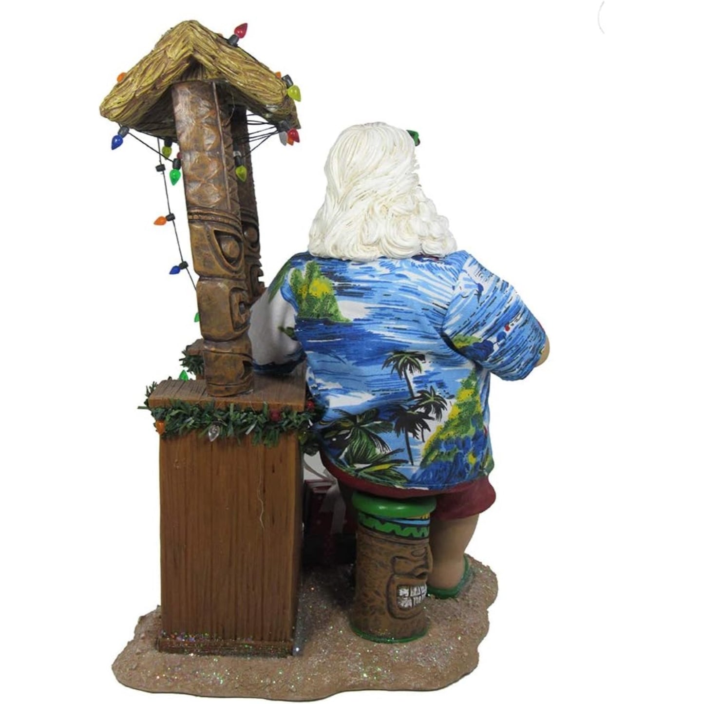 Kurt Adler 11-Inch Fabriche Beach Santa Sitting At Tiki Bar
