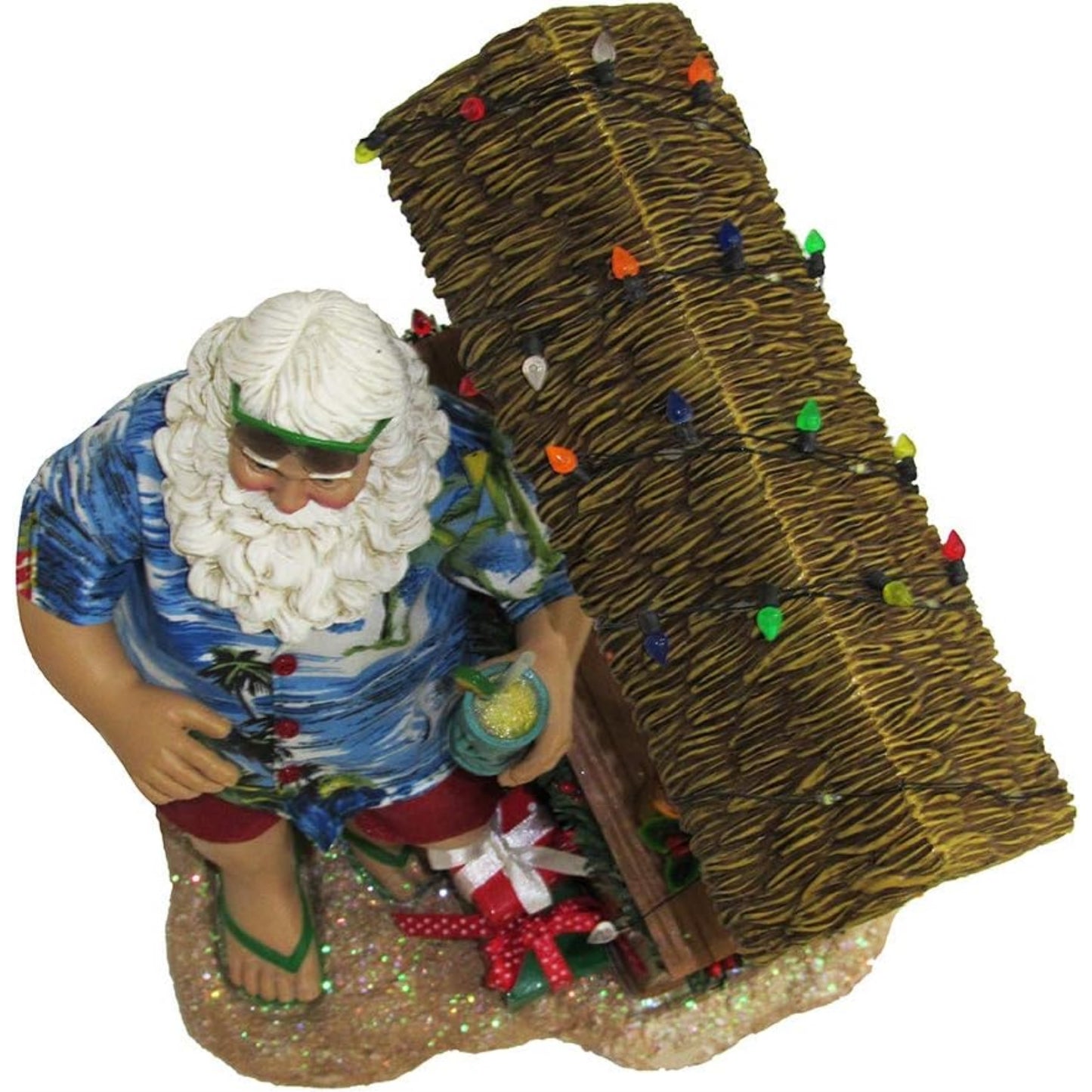 Kurt Adler 11-Inch Fabriche Beach Santa Sitting At Tiki Bar