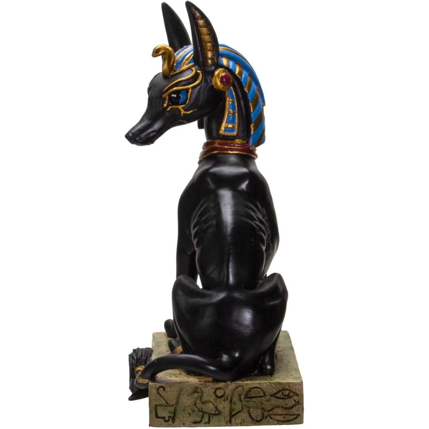 Egyptian God Of The Dead Anubis With Uraeus Crown Standing On Mummy Skull Figurine 8 inch
