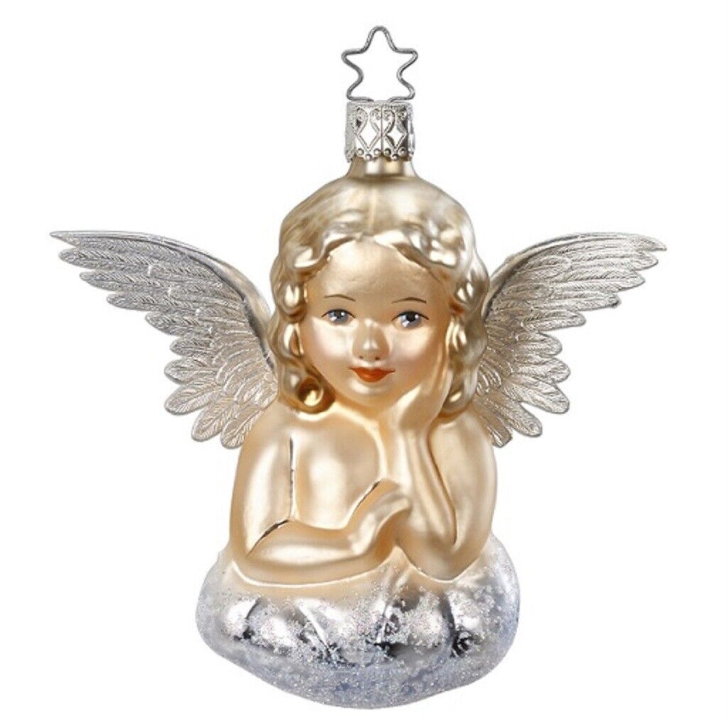 Inge Glas Heavenly Messengers Antique Angel Mouth Blown Glass Christmas Ornament