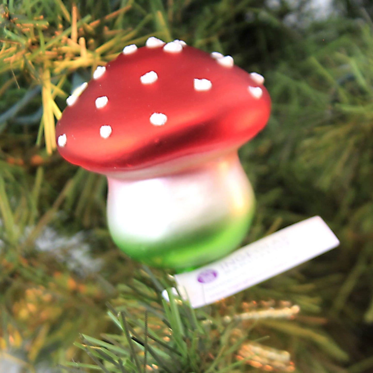 Inge Glas Lucky Charm Mushroom German Glass Christmas Ornament FREE BOX
