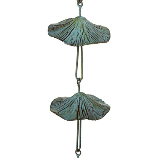 Green Patina Mushroom Iron Metal Outdoor Garden Rain Chain 58 inch
