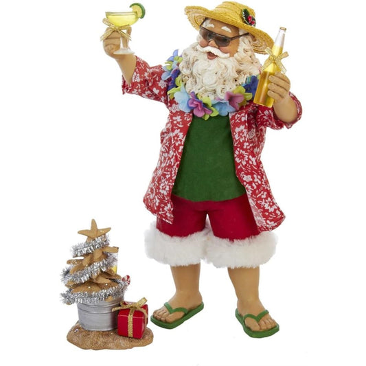 Kurt Adler Fabriche' Beach Santa, 10-Inch, 2-Piece set