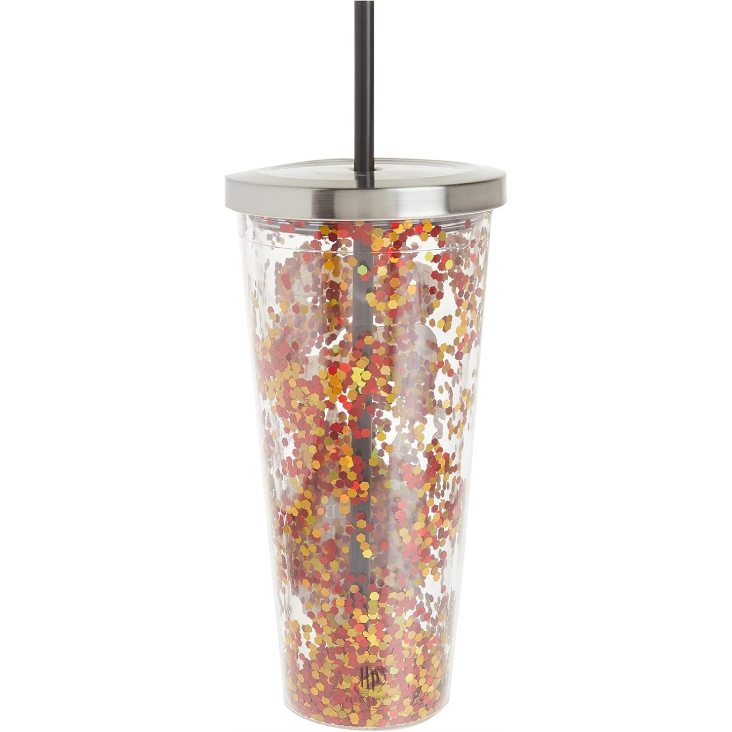 Spoontiques Harry Potter Marauders Map Double Walled Insulated Acrylic Tumbler Glitter Cup with Straw 20 ounce