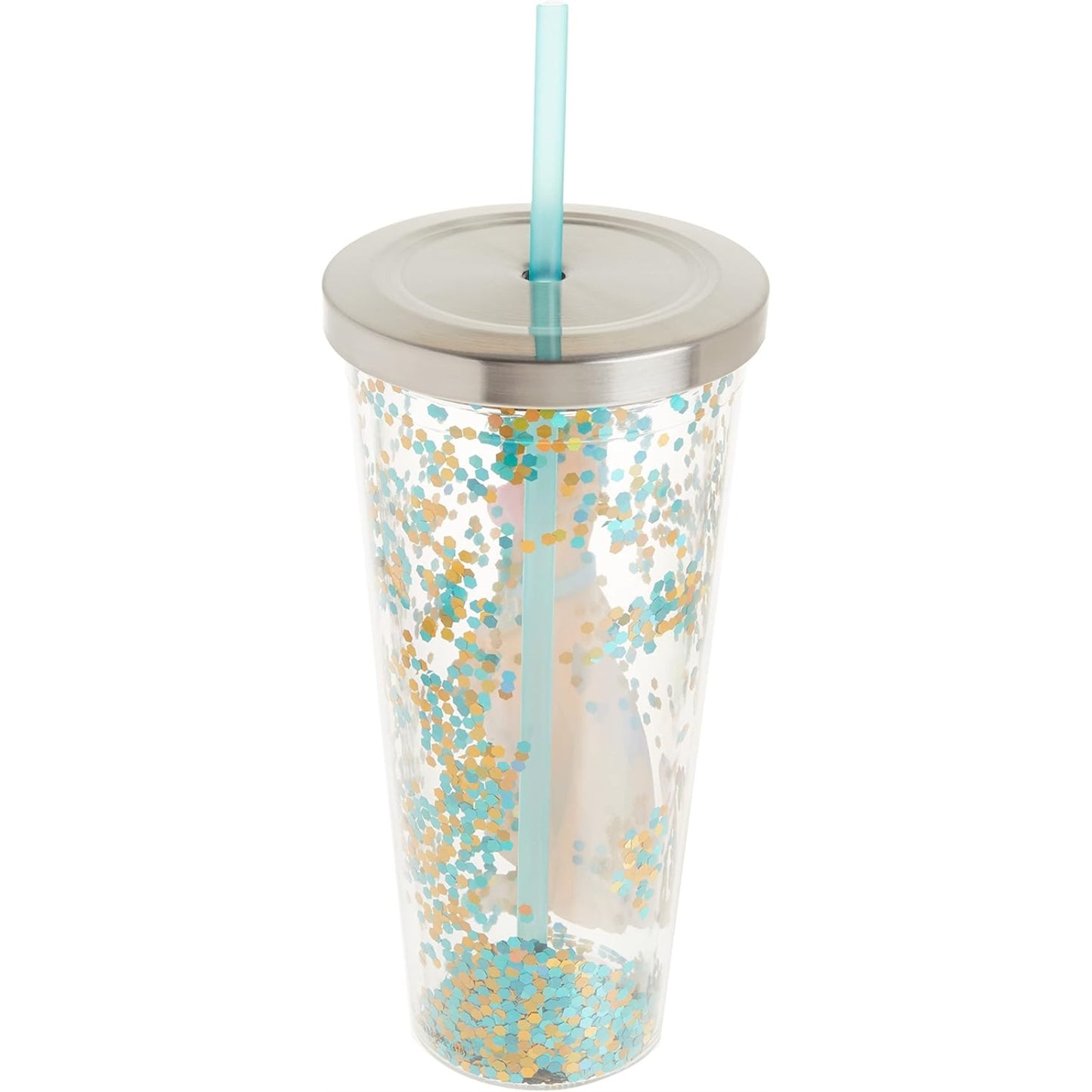 Spoontiques Scooby Doo Double Walled Insulated Acrylic Tumbler Glitter Cup with Straw 20 ounce