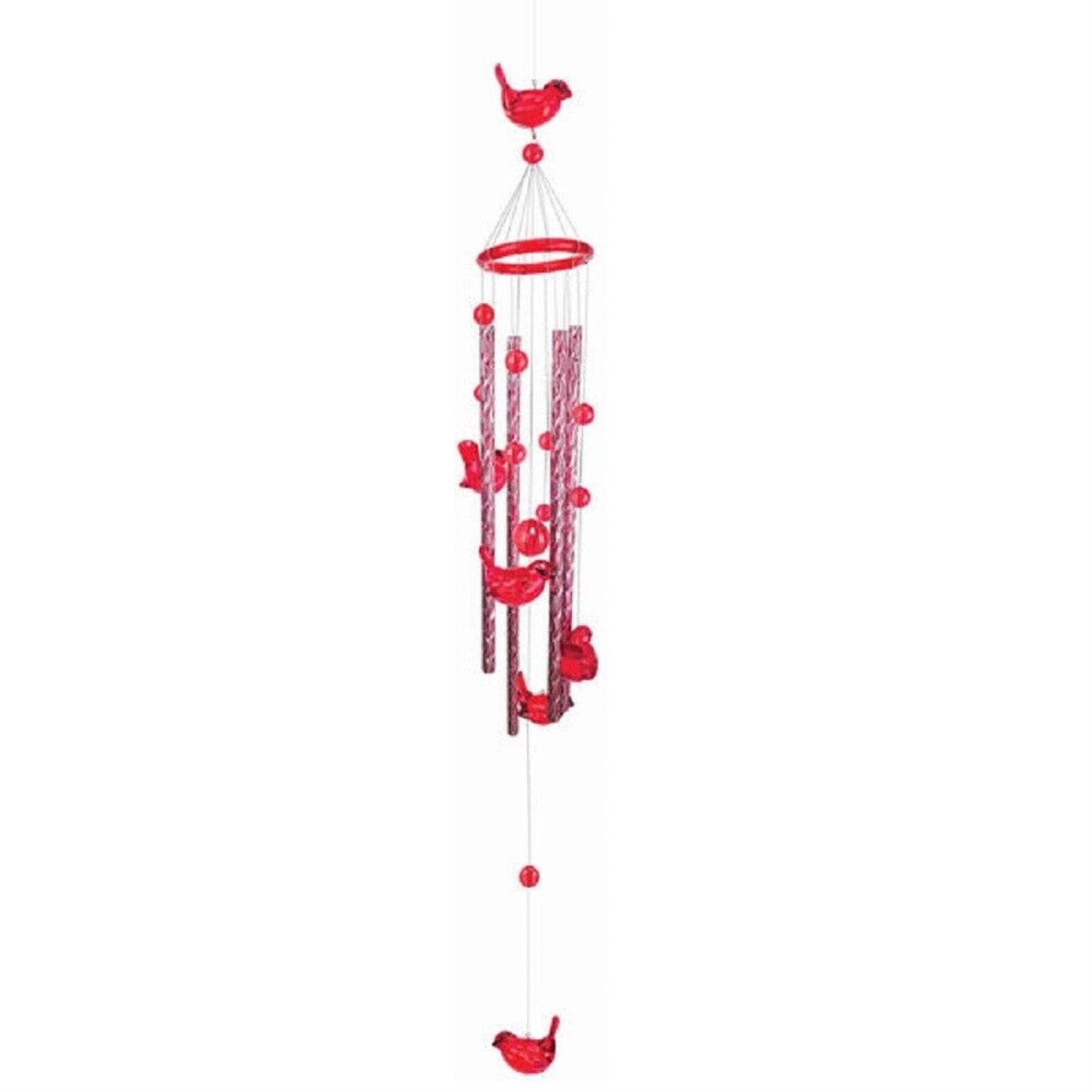 Red Cardinal Birds Acrylic Wind Chime Outdoor Garden Décor Backyard and Patio Decoration 33 inch