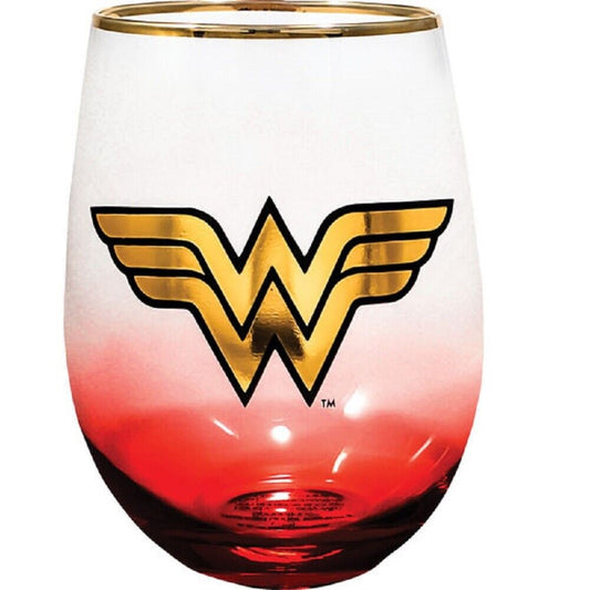 Spoontiques DC Comics Wonder Woman Red Stemless Wine Glass 20 ounce