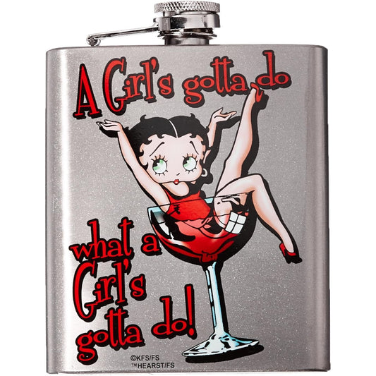 Spoontiques Betty Boop A Girl's Gotta Do Metal Hip Flask with Funnel 7 ounce