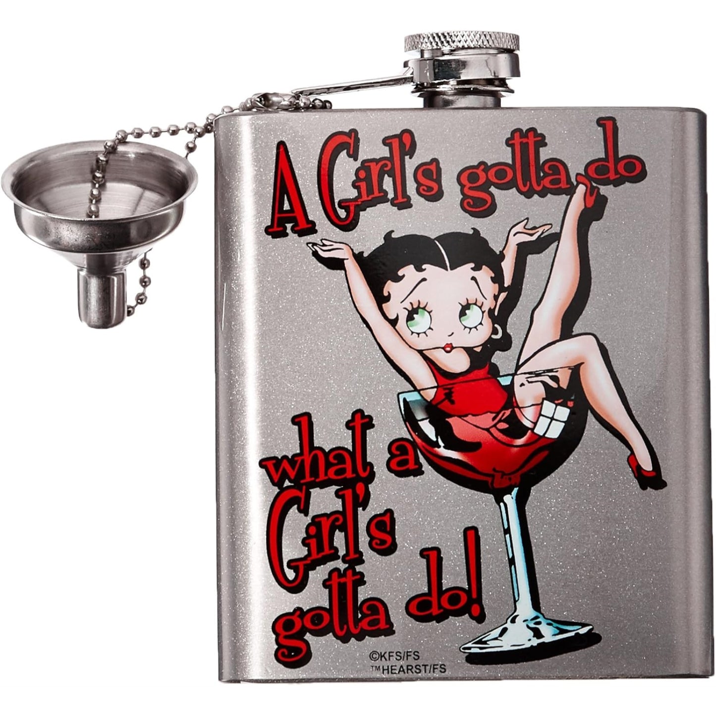 Spoontiques Betty Boop A Girl's Gotta Do Metal Hip Flask with Funnel 7 ounce
