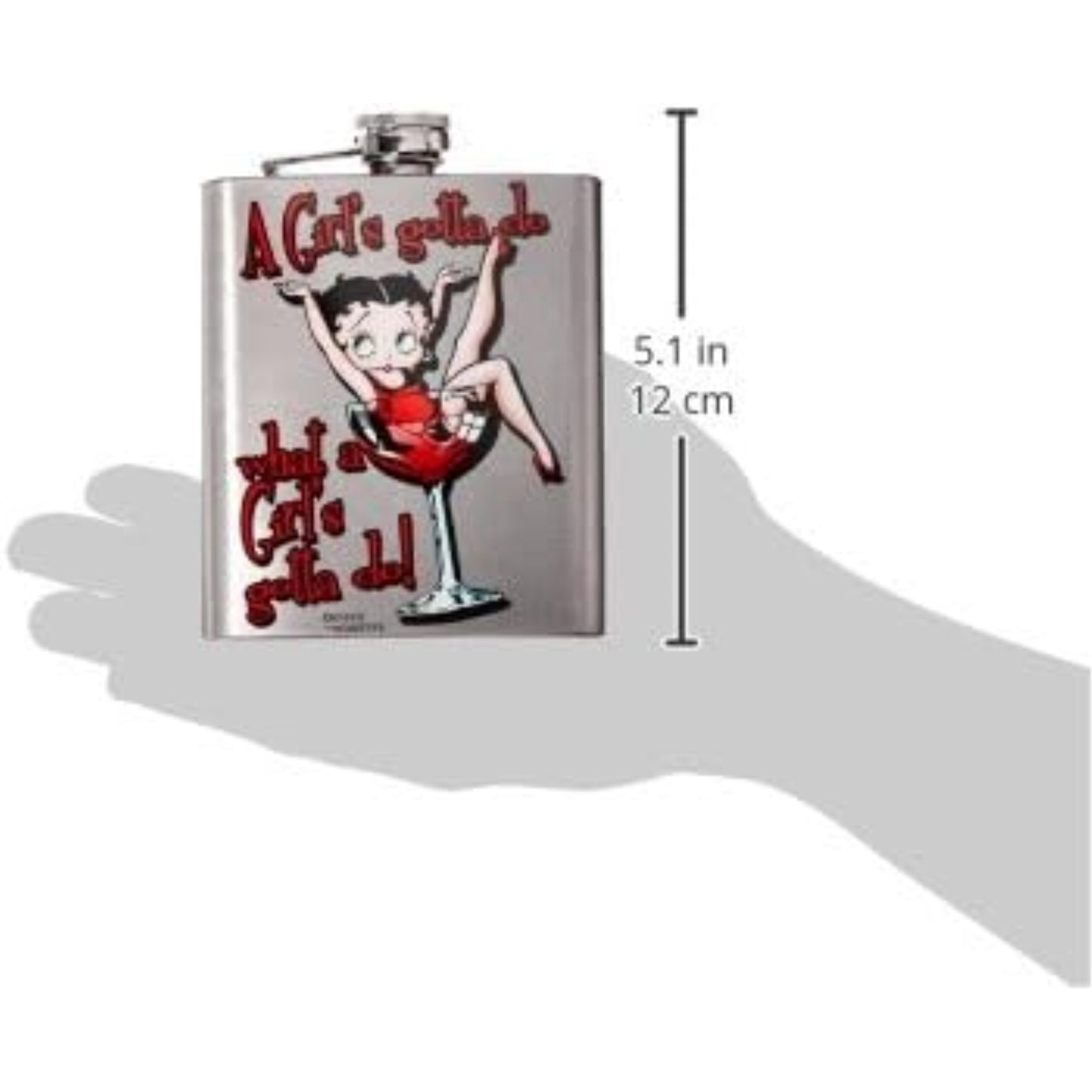 Spoontiques Betty Boop A Girl's Gotta Do Metal Hip Flask with Funnel 7 ounce