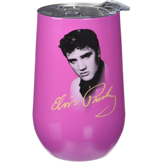 Pink Elvis Presley Logo Stainless Steel Double Wall Insulated Wine Tumbler 16 ounce