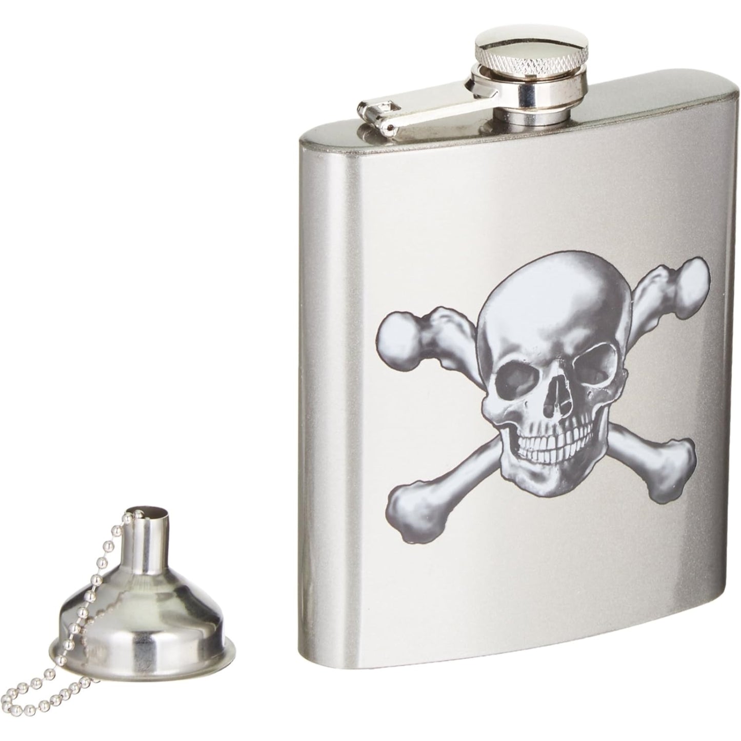 Spoontiques Skull and Crossbones Metal Hip Flask with Funnel 7 ounce