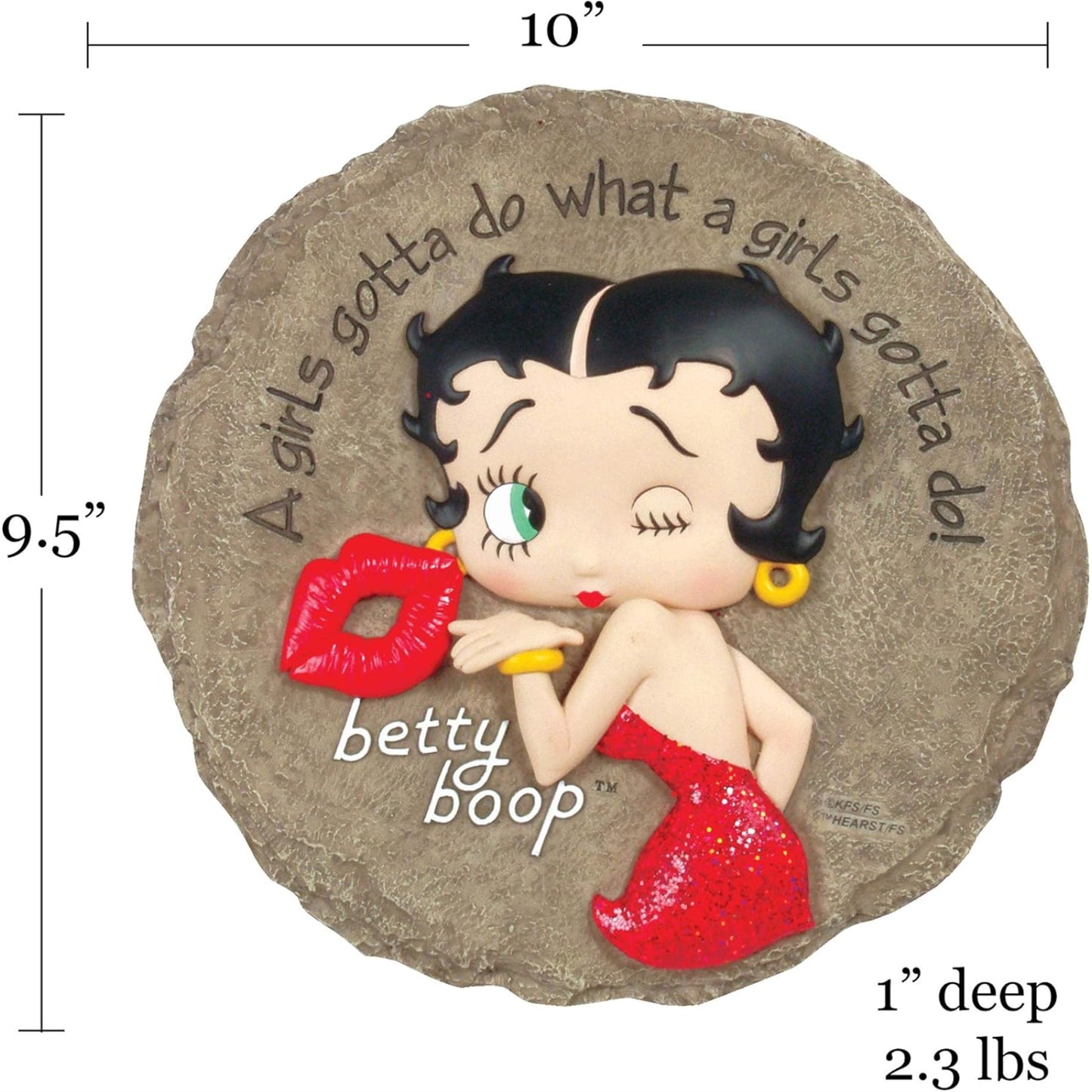 Spoontiques Betty Boop Resin Stepping Stone or Hanging Wall Plaque Indoor Outdoor 9.5 inch
