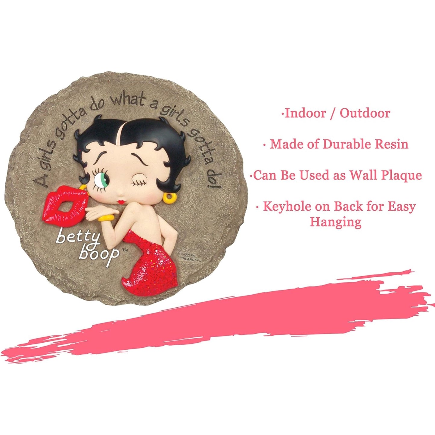 Spoontiques Betty Boop Resin Stepping Stone or Hanging Wall Plaque Indoor Outdoor 9.5 inch