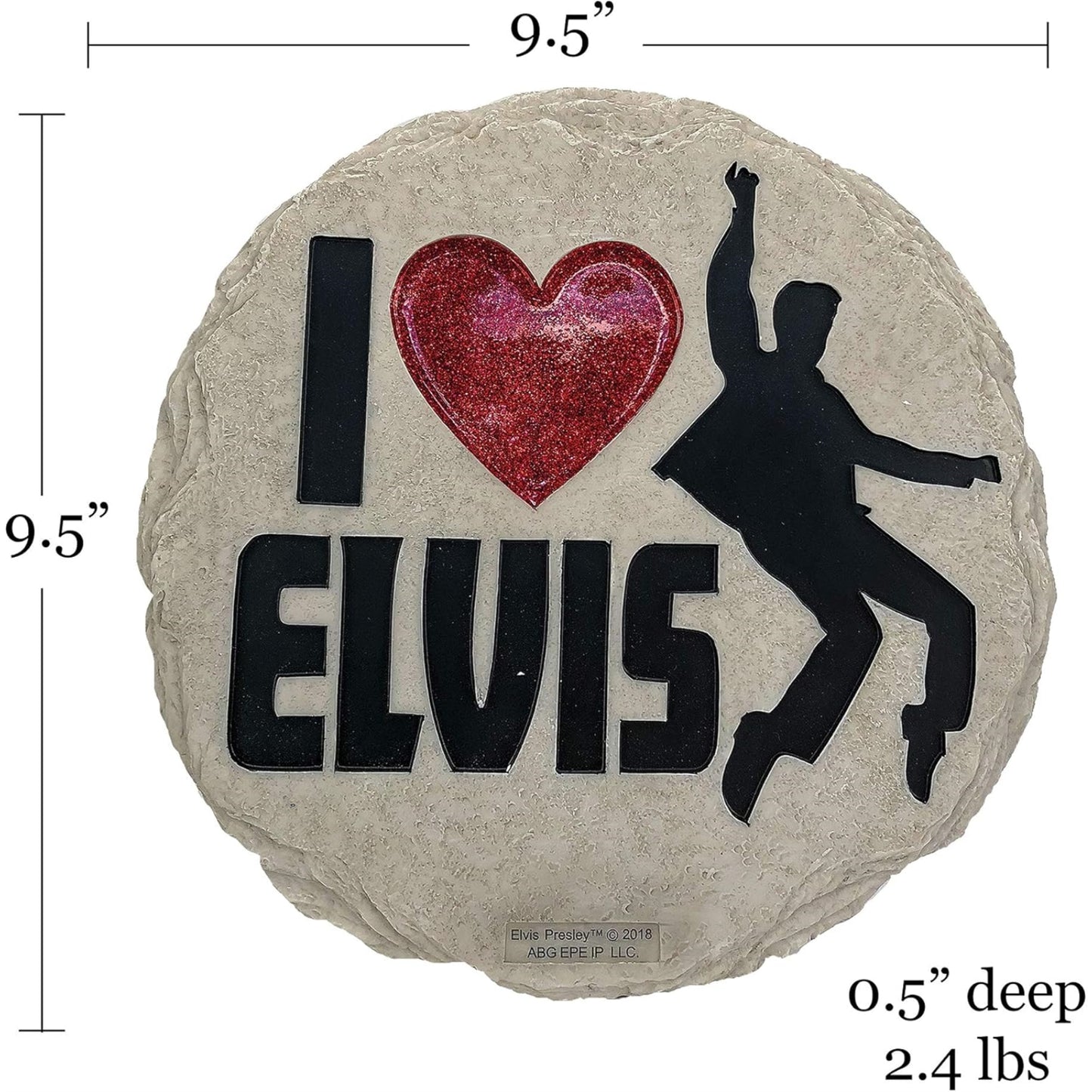 Spoontiques I Love Elvis Presley Resin Stepping Stone or Hanging Wall Plaque Indoor Outdoor 9.5 inch