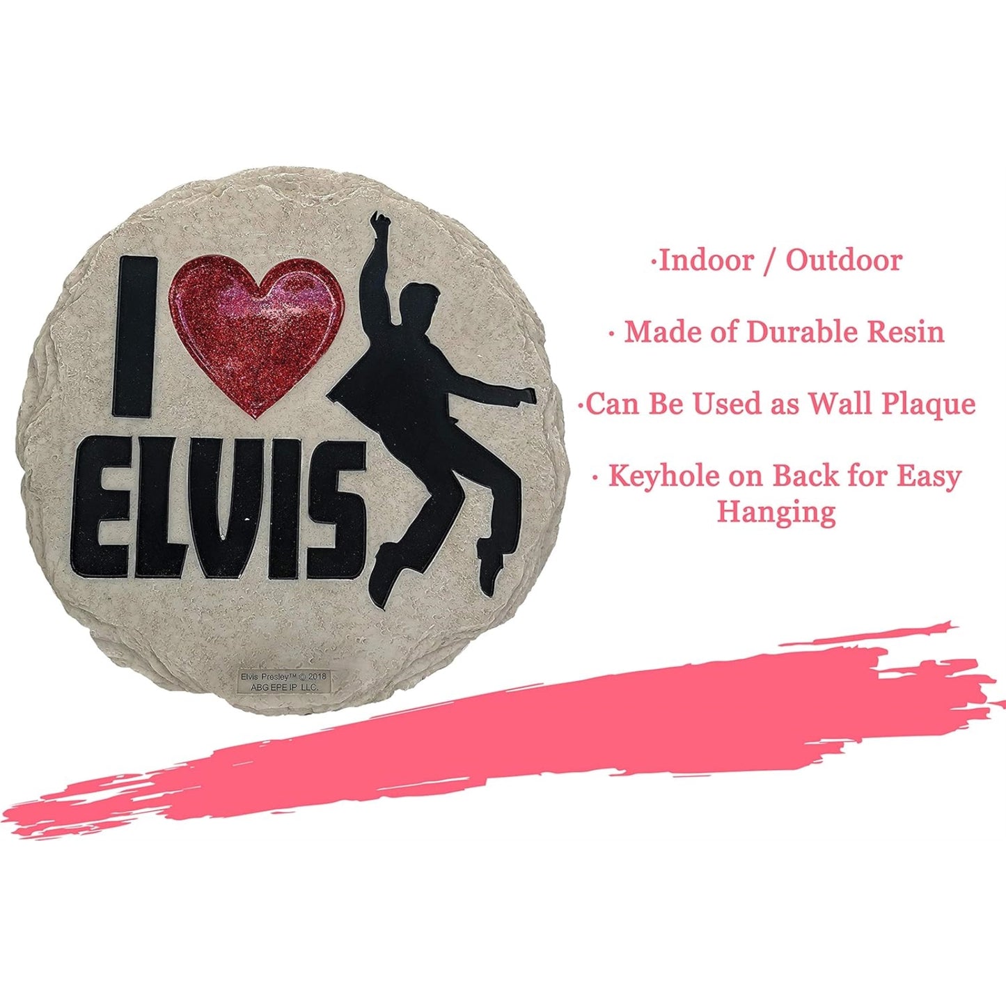 Spoontiques I Love Elvis Presley Resin Stepping Stone or Hanging Wall Plaque Indoor Outdoor 9.5 inch