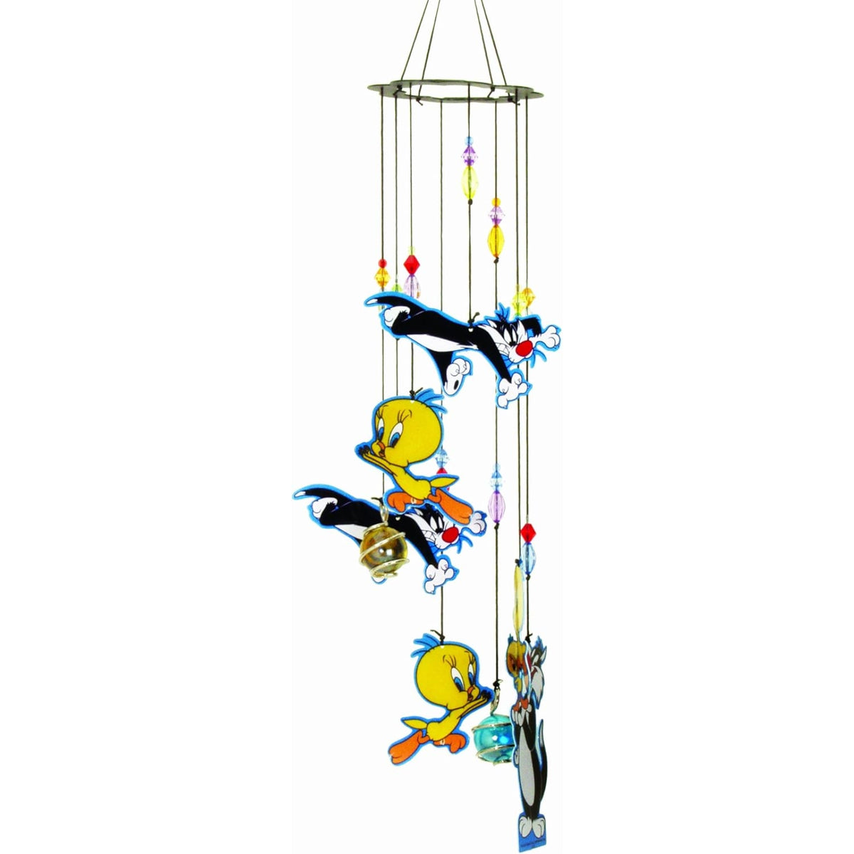 Spoontiques Looney Tunes Sylvester and Tweety Metal Wind Chime Outdoor Garden Décor Backyard and Patio Decoration 17 inch