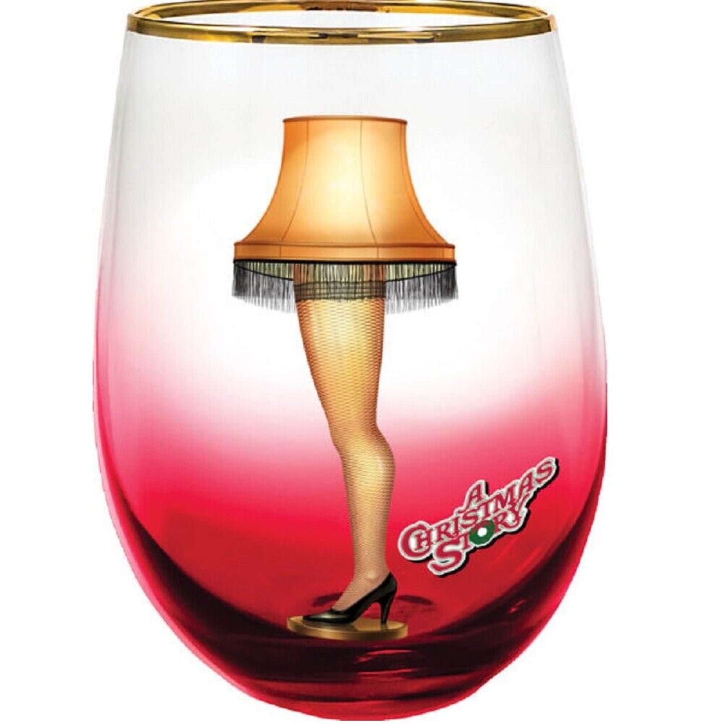 Spoontiques A Christmas Story Leg Lamp Red Stemless Wine Glass 20 ounce