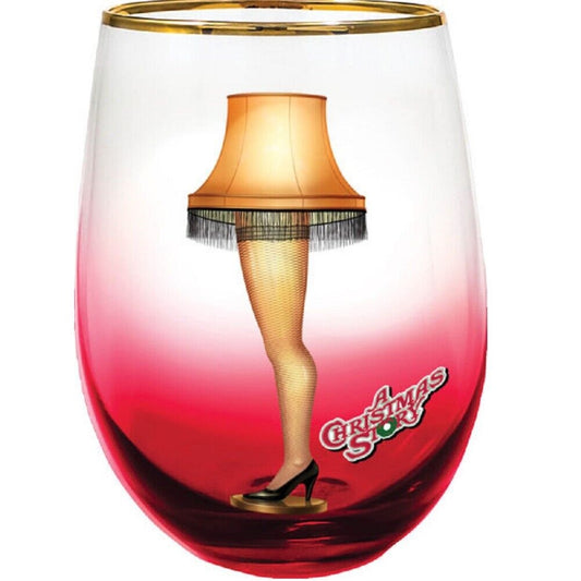 Spoontiques A Christmas Story Leg Lamp Red Stemless Wine Glass 20 ounce