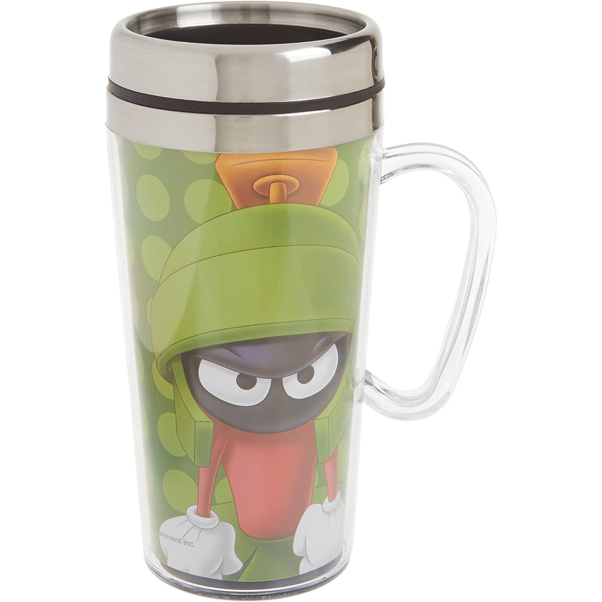Spoontiques Looney Tunes Marvin the Martian Double Walled Stainless and Acrylic Insulated Travel Mug 14 ounce