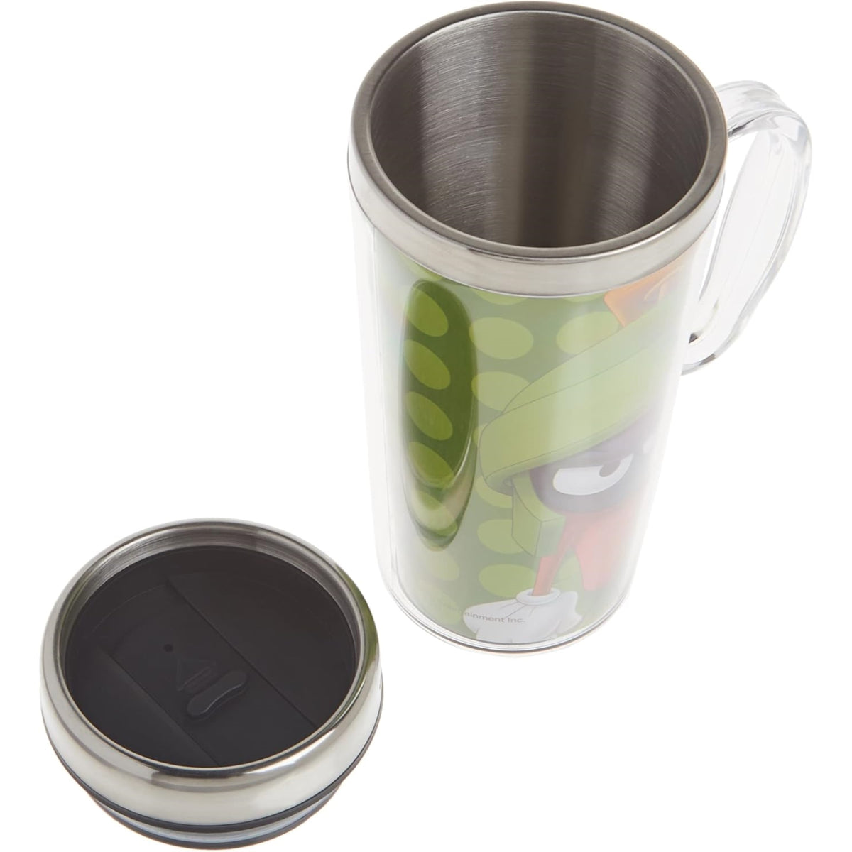 Spoontiques Looney Tunes Marvin the Martian Double Walled Stainless and Acrylic Insulated Travel Mug 14 ounce