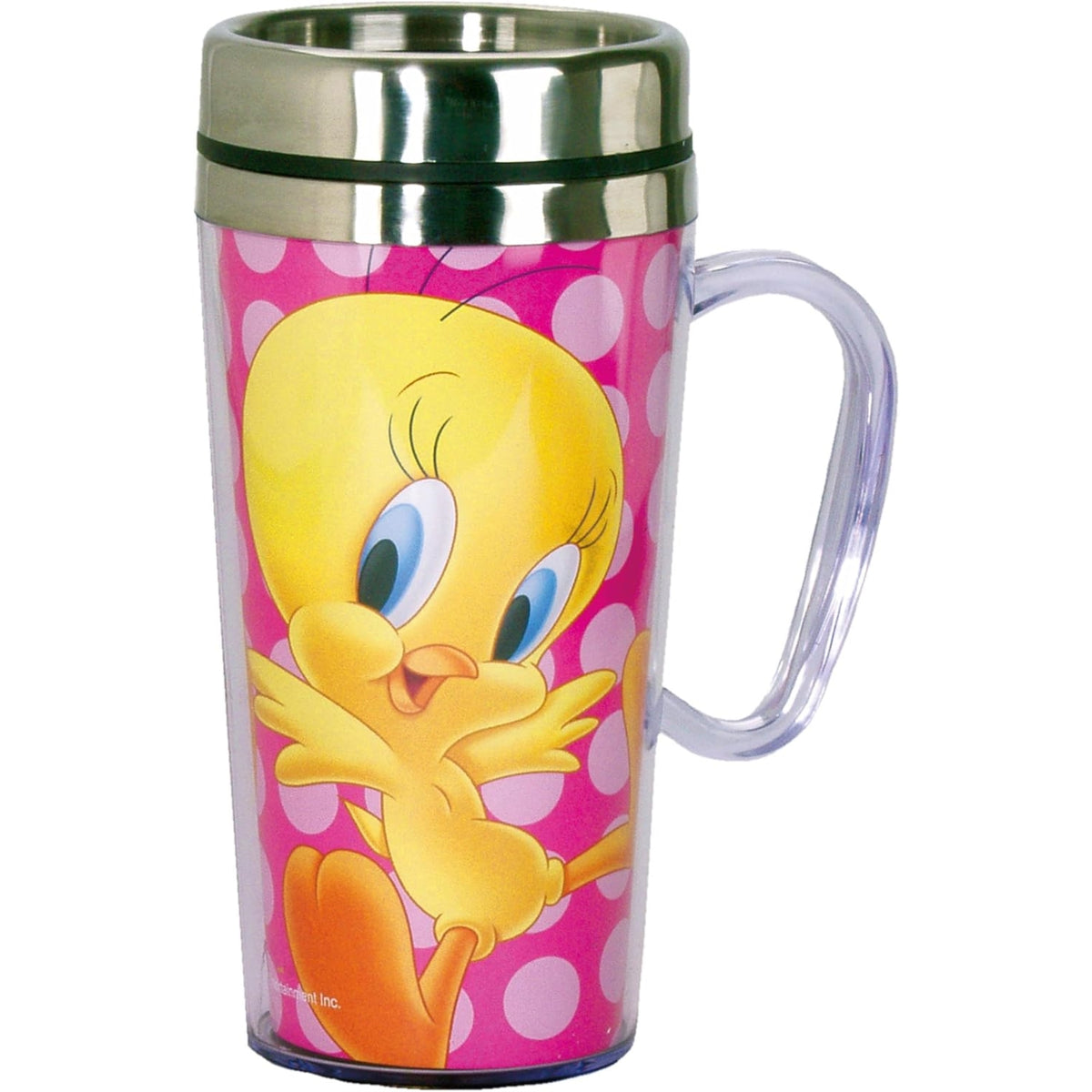 Spoontiques Looney Tunes Tweety Bird Double Walled Stainless and Acrylic Insulated Travel Mug 14 ounce