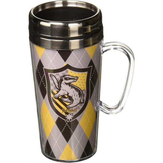 Spoontiques Harry Potter Hufflepuff Double Walled Stainless and Acrylic Insulated Travel Mug 14 ounce