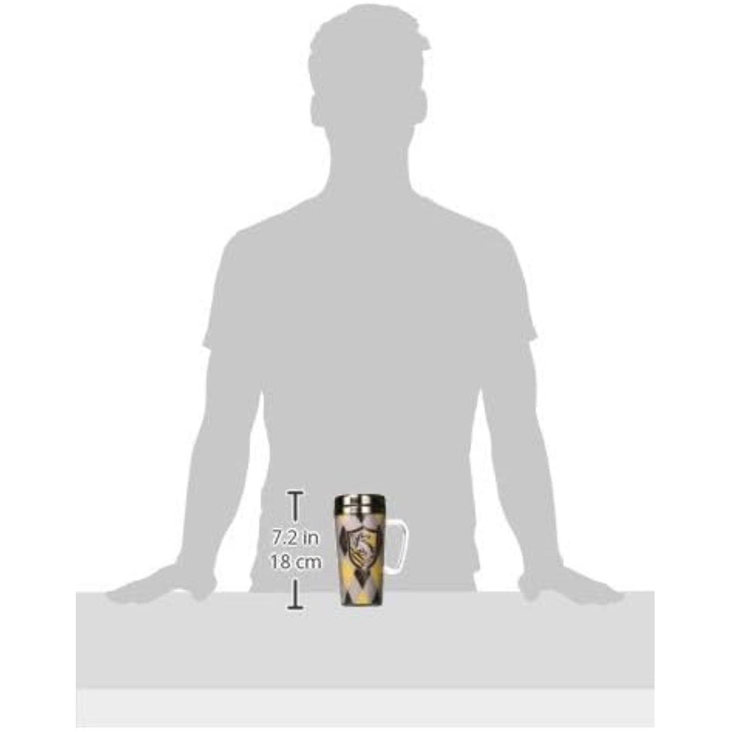 Spoontiques Harry Potter Hufflepuff Double Walled Stainless and Acrylic Insulated Travel Mug 14 ounce