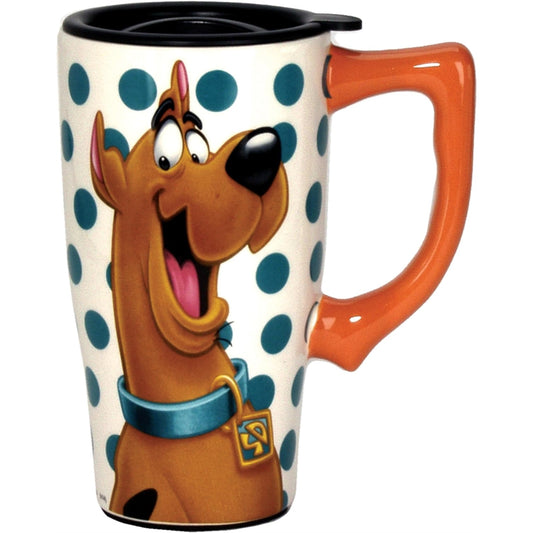 Scooby Doo Polka Dot Ceramic Insulated Travel Mug Coffee Cup 18 ounce