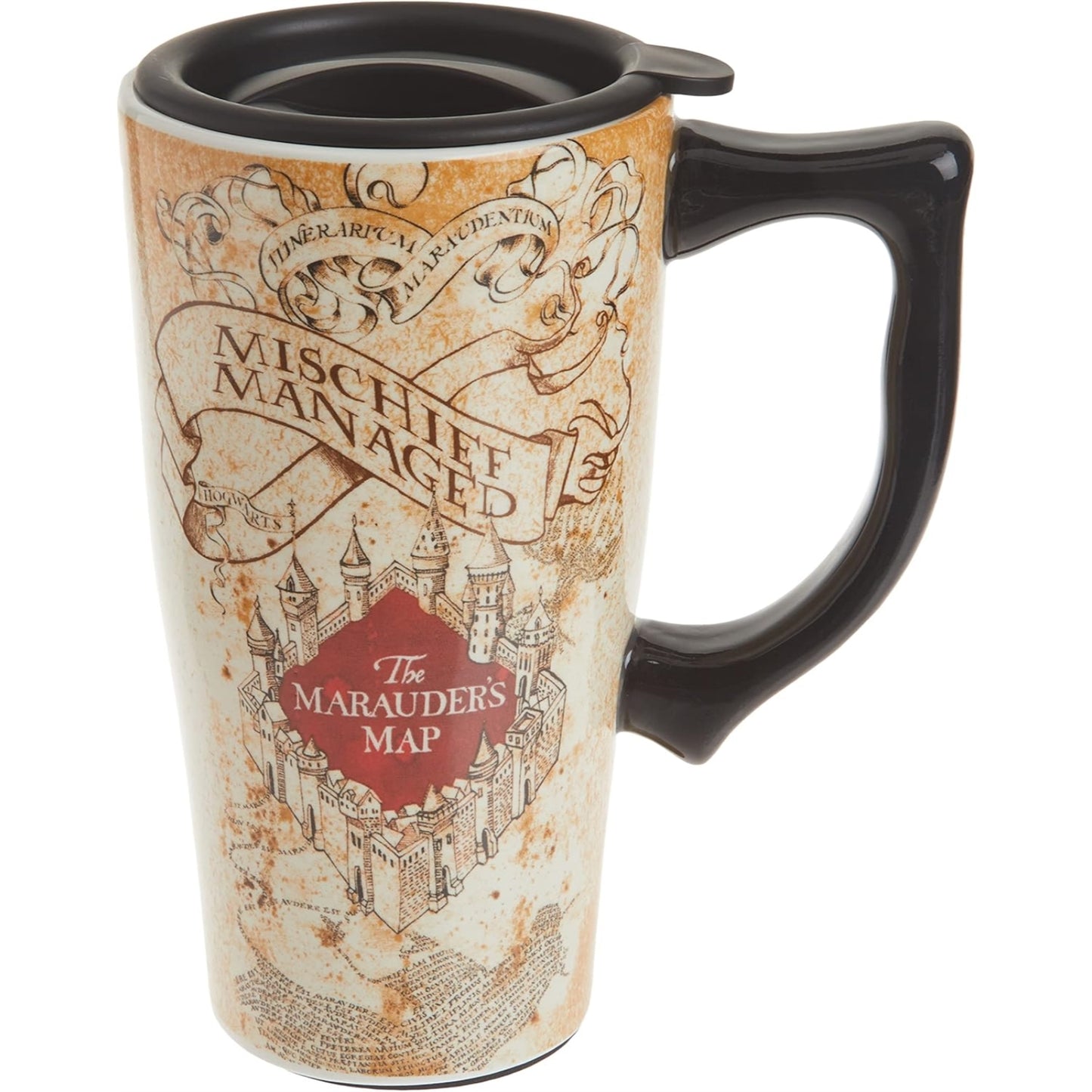 Harry Potter Marauders Map Mischief Managed Ceramic Insulated Travel Mug Coffee Cup 18 ounce
