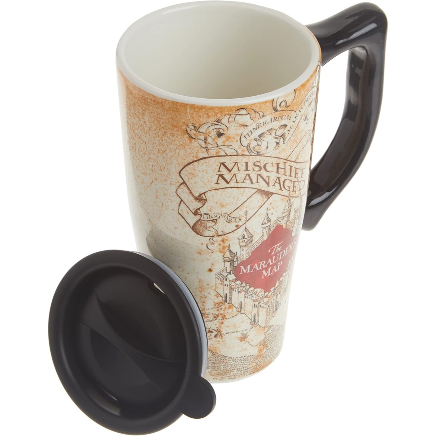Harry Potter Marauders Map Mischief Managed Ceramic Insulated Travel Mug Coffee Cup 18 ounce