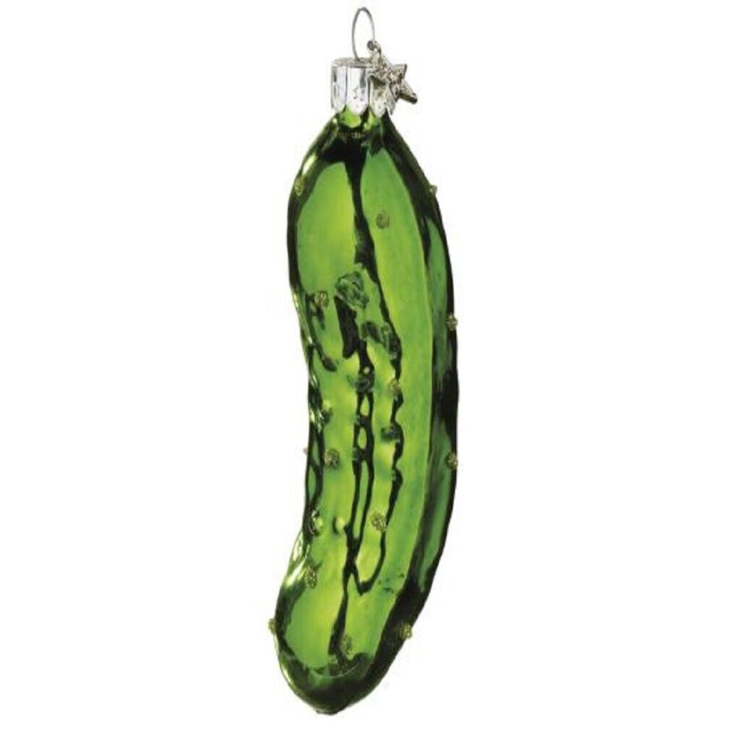 Christmas Holiday Traditional Glass Green Pickle Ornament 4 inch